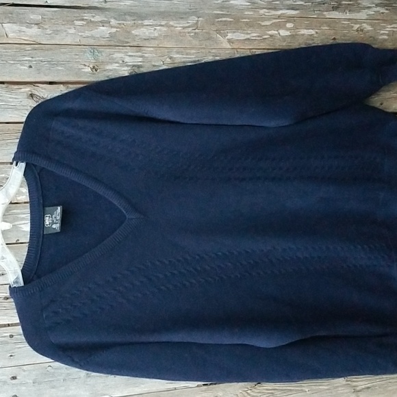 VINTAGE NAVY BLUE V NECK MR H 100% WOOL SWEATER 50 CHEST/BUST XXL - Picture 3 of 7